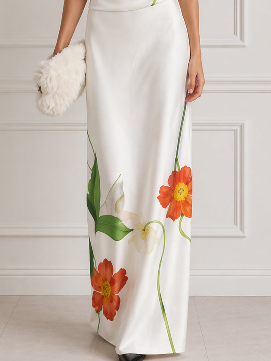 Asymmetric One-Shoulder Floral Print Maxi Dress Crovaya Asymmetric One-Shoulder Floral Print Maxi Dress Crovaya